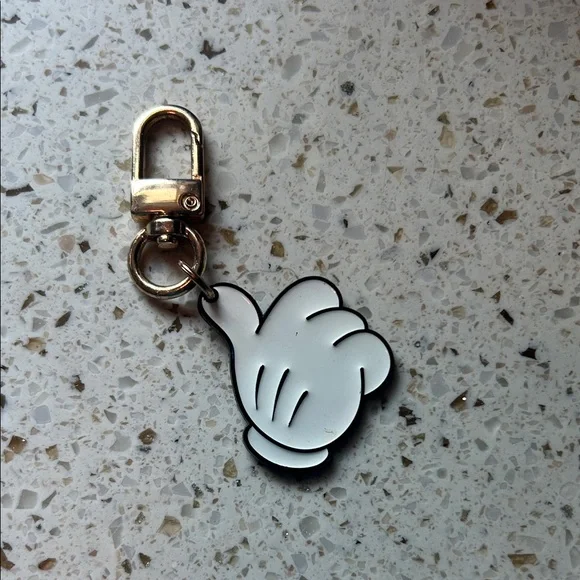 Disney Mickey Mouse- White Hand Charm Keychain with gold accents - Picture 1 of 2